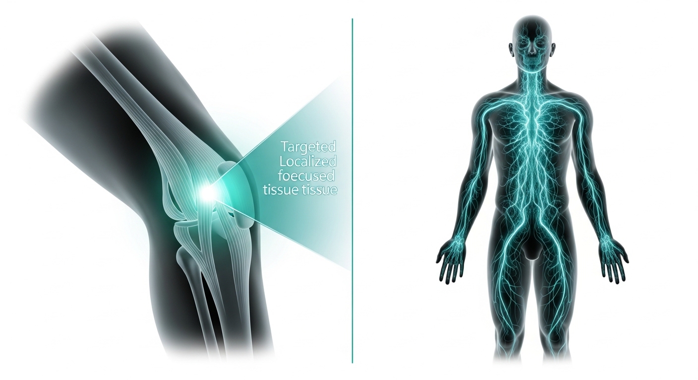 BPC-157 local healing action vs TB-500 systemic healing pathways