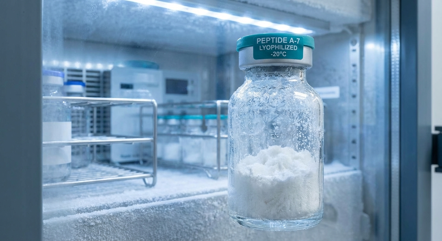 How to store lyophilized peptides in laboratory freezer with proper vial storage