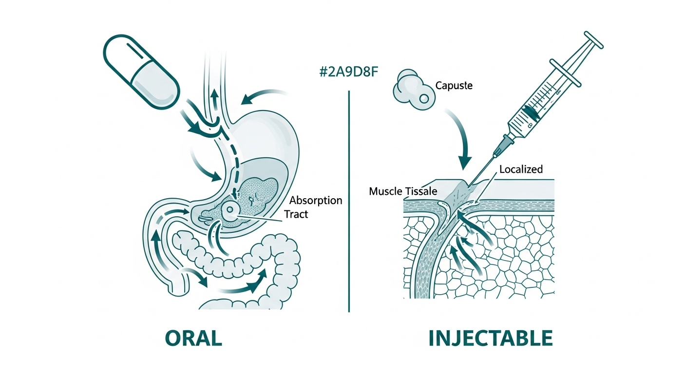 Diagram showing common BPC-157 subcutaneous injection sites near injury locations