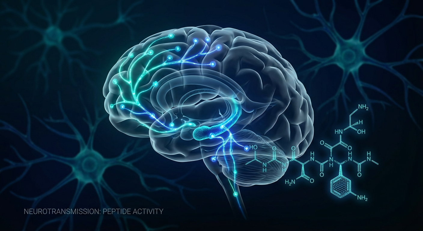 Selank peptide benefits brain neural pathways scientific illustration