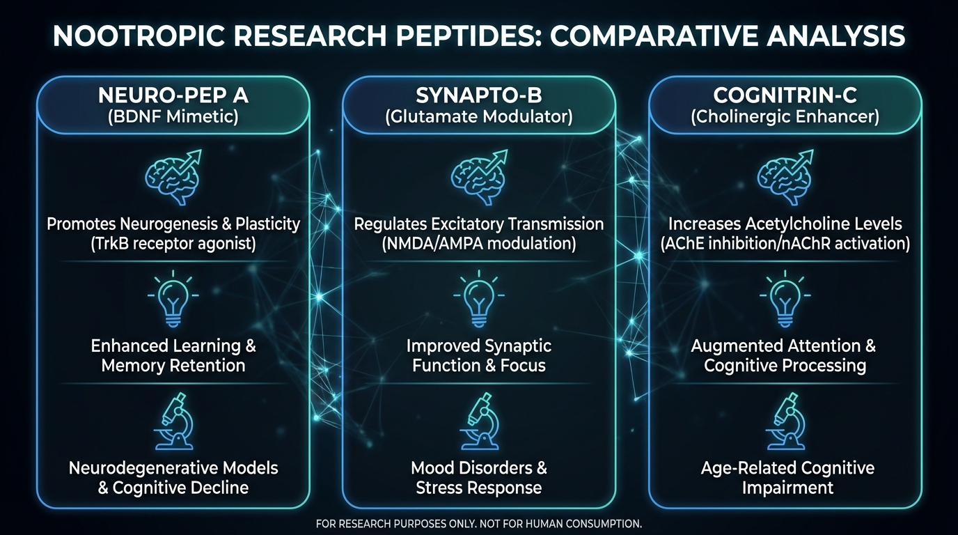 dihexa peptide compared to semax and selank nootropic peptides research comparison