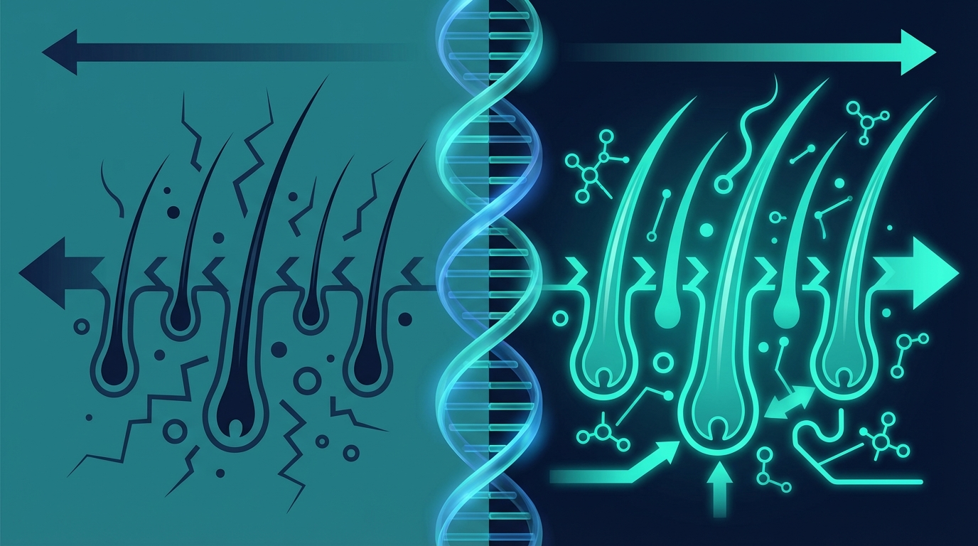 best peptides for hair growth - comparison of miniaturized vs healthy hair follicles under peptide treatment