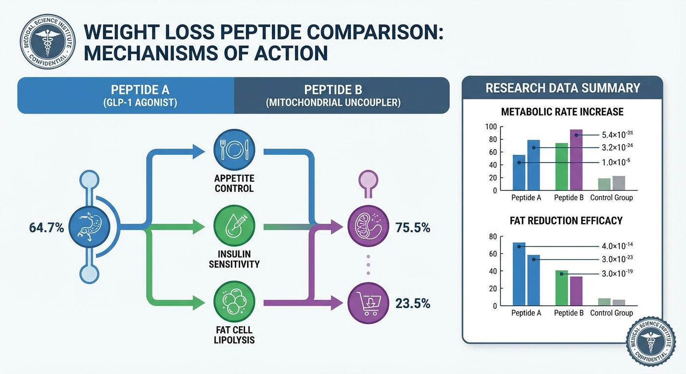 orforglipron vs tirzepatide peptide weight loss comparison chart