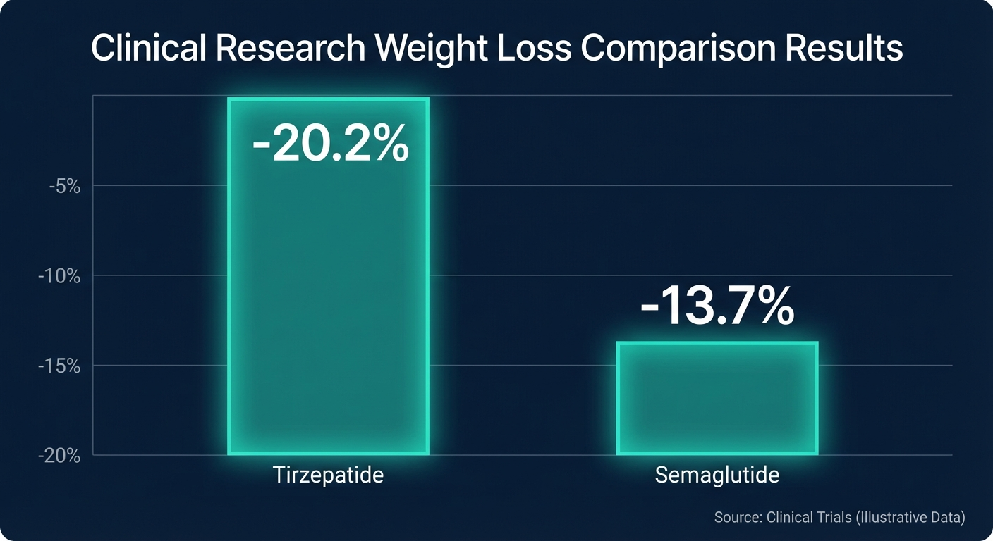 Tirzepatide vs Semaglutide peptide research illustration
