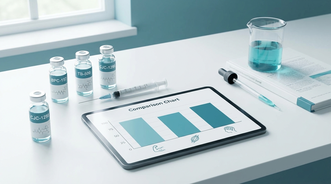 Peptide stacks for beginners comparison chart with recovery and growth hormone categories
