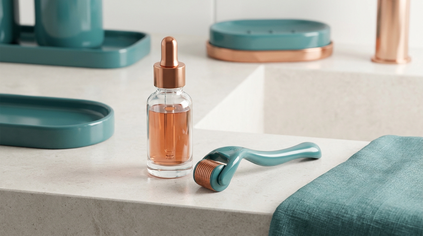GHK-Cu and microneedling serum beside dermaroller