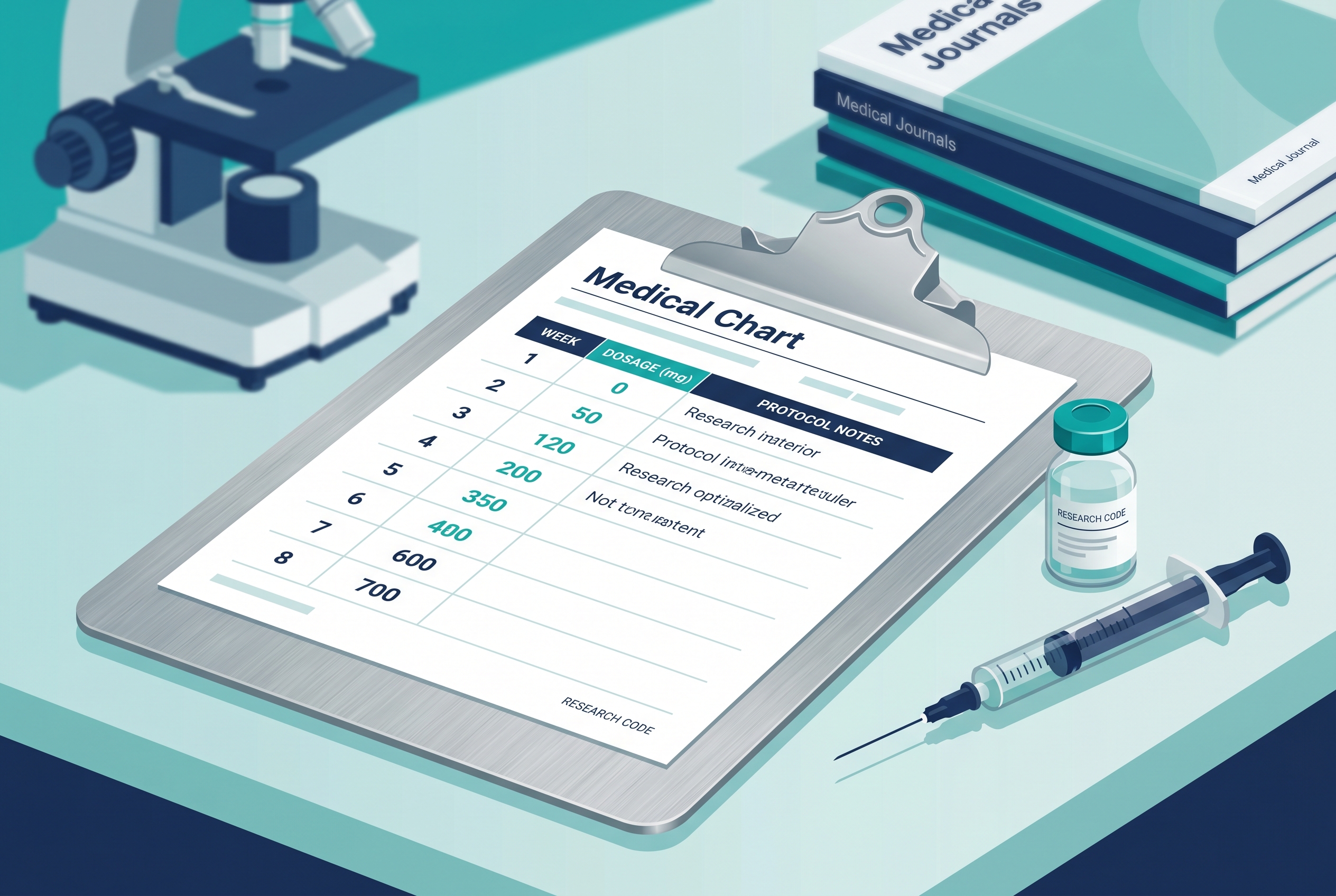 Retatrutide dosage protocol chart showing weekly titration research concept