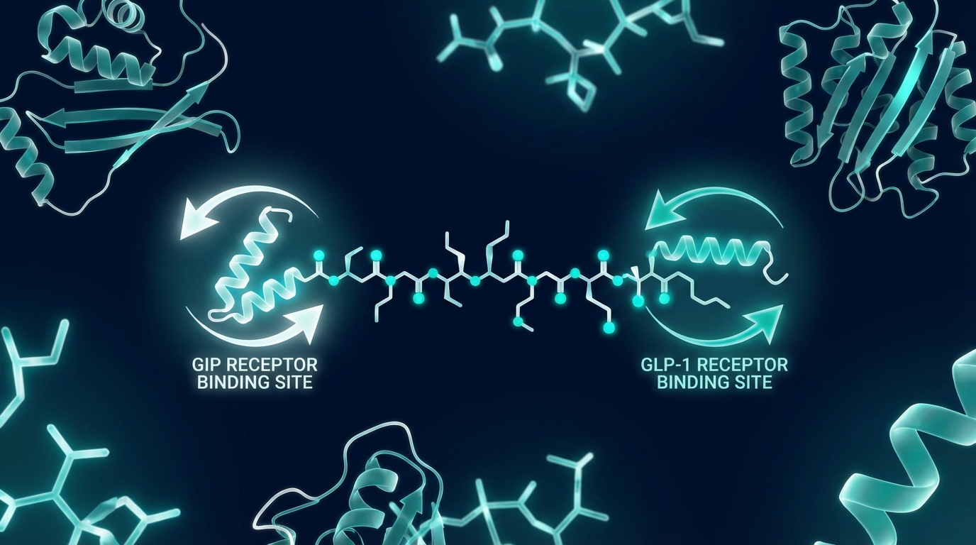 Tirzepatide dosage guide peptide molecule with GIP and GLP-1 receptor binding