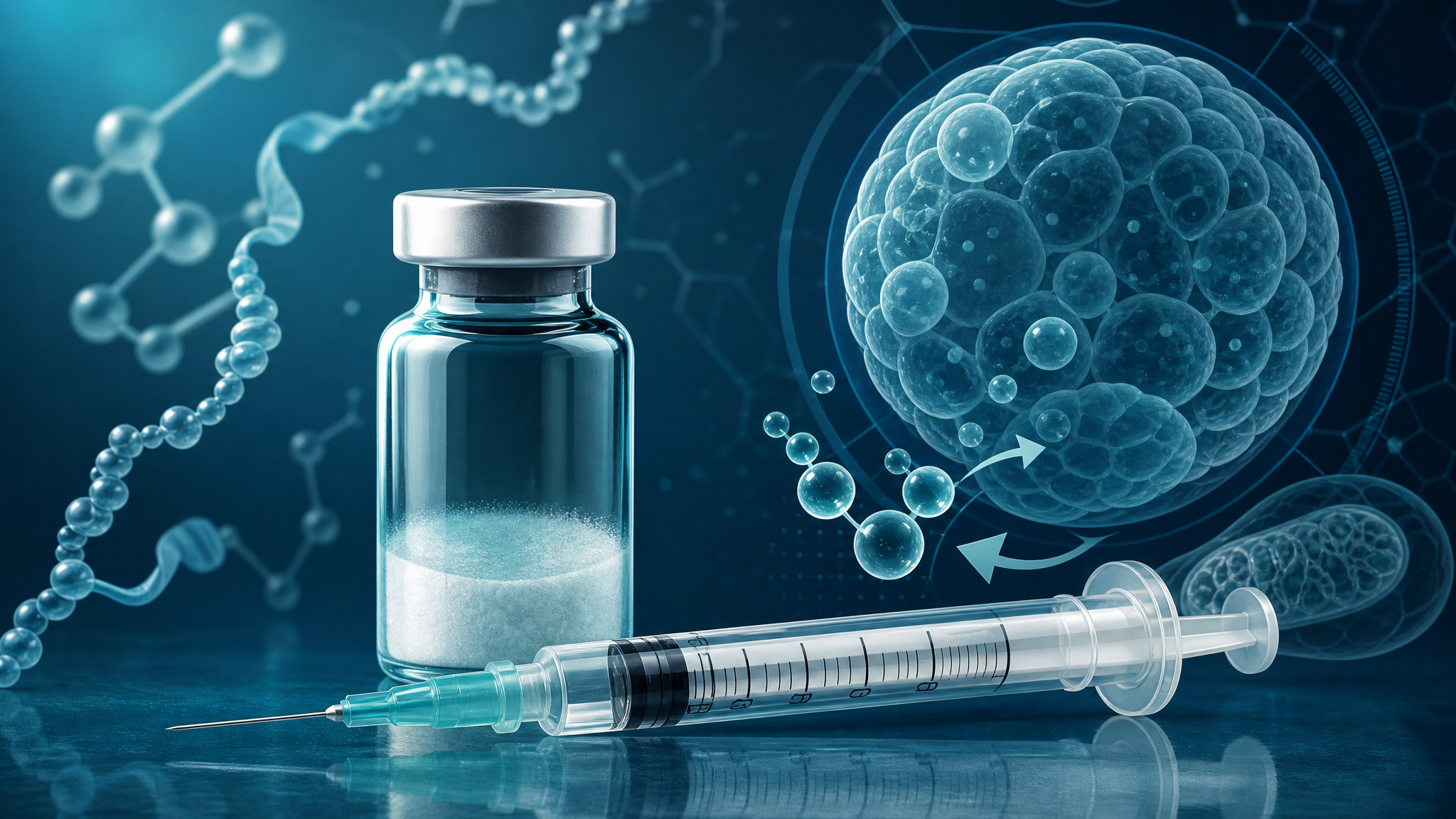 AOD-9604 dosage guide reconstitution calculator and peptide vial concept