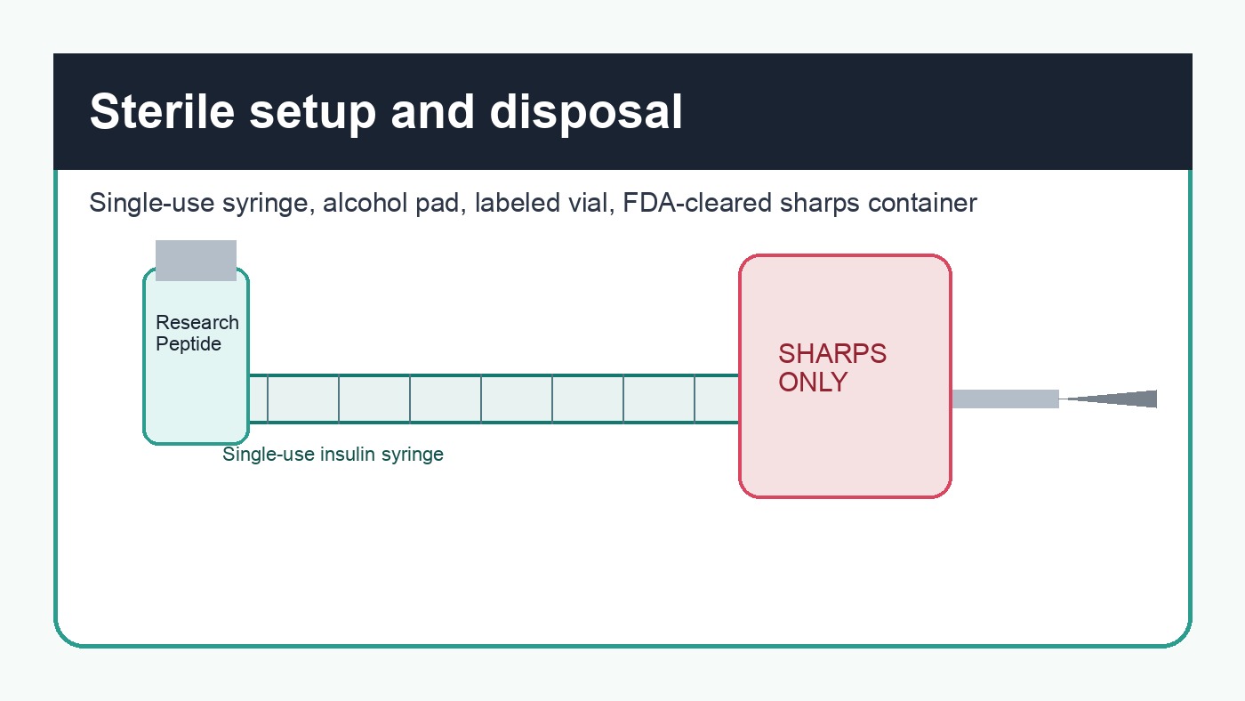 best gauge needle for peptide injections sterile setup and sharps disposal