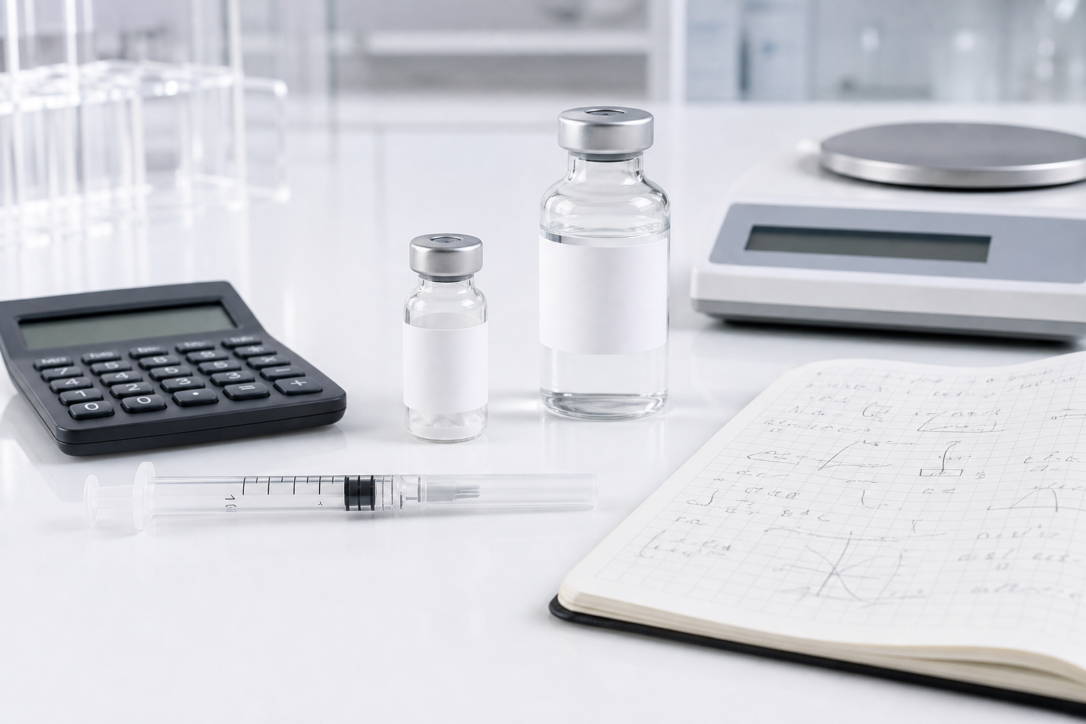 peptide dosage cheat sheet reconstitution math with capped syringe and vial