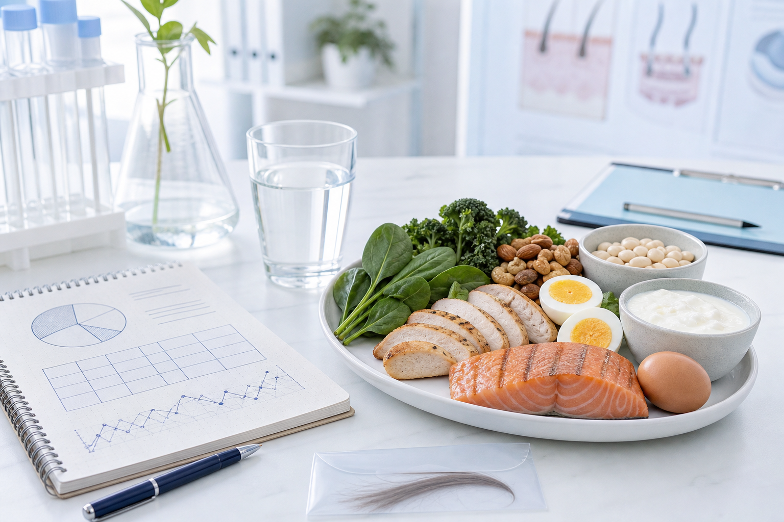 semaglutide hair loss nutrition and protein planning research image